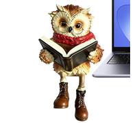 Générique Vintage Resin Reading Owl Figurine, Dangling Legs Bookshelf Decor | Charming Reading Owl Design with Dangling Boots and Deep Red Scarf, Durable Resin Construction with Detailed Plume