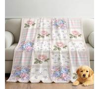 Générique Vintage Romantisch Couverture en Flanelle Douce Blumen Karomuster - Couverture Polaire Super Chaude, Haute Qualité, Poils Confortables, pour Canapé, Lit et Salon 150cm x 150cm