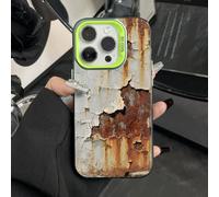 Générique Vintage Rust Look Phone Case Compatible for iPhone 17/16/15 Pro Max, Creative Industrial Iron Style Rusty Imitation Phone Cover, intage Industrial Cover (for iPhone15,Green)