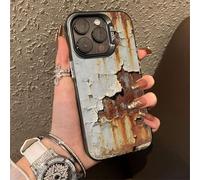 Générique Vintage Rust Look Phone Case Compatible for iPhone 17/16/15 Pro Max, Creative Industrial Iron Style Rusty Imitation Phone Cover, intage Industrial Cover (for iPhone15Plus,Black)