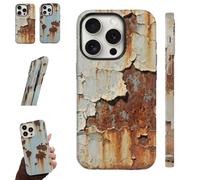 Générique Vintage Rust Look Phone Case,Rusty Glossy Mobile Cellphone Cover,Distressed Metal Look Phone Protector Shell for iPhone 16/15/14/13 (B, for iPhone14pro)