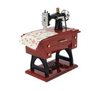 Générique Vintage Sewing Machine Music Box, 2025 New Retro Classical Treadle Mechanical Clockwork Musical for Home Decor Birthday Gift, Desk Decoration (Brown)