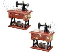 Générique Vintage Sewing Machine Music Box, Sewing Machine Mini Music Box for Home Decor Birthday Gift, for Home Decor, Desk Decoration (2 Pcs)