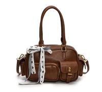 Générique Vintage Top Handle Bag with Bowknot,Trendy PU Leather Shoulder Bags for Women,Cute Aesthetic Casual Crossbody Bag