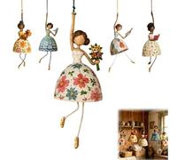 Générique Vintage Whimsical Dancing Lady Hanging Decor,Folk-Art Wind-Swaying Figurine Decor,Cottage Hanging Accent that Sways in Breeze,Garden Wind Spinner,for Covered Porch, Patio, Window