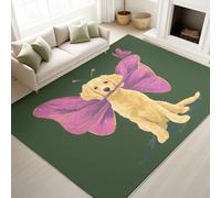 Générique Violet Jaune Tapis Fantasy Ludique Enfants Cartoon Mignon À Poils Courts Chiens Ailes - Tapis Doux Moelleux 120 x 160 cm, Antidérapant Le Salon et la Chambre Moquette, Ne Perd Pas Ses Poils