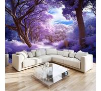 Générique Violet Papier Peint Intissé Dessin Animé Forêt, Chemin Onirique 3D Papier Peint Panoramique 400 X 280 Cmpour Salon Chambre À Coucher Arrière-Plan Tv Hôtel - Poster Tableaux Photo Muraux