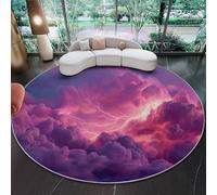 Générique Violet Tapis Rond 180 cm Lavable en Machine pour Salon, Ciel De Rêve Nuages Éclairs Tapis Antidérapant Thèmes Imprimé pour Salle à Manger Chambre d’Enfant Chambre à Coucher