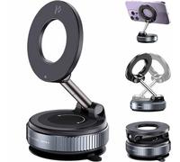 Générique Vipbu Phone Holder, Vipbu Magnetic Phone Mount, 360° Adjustable Vacuum Magnetic Phones Holder, Foldable and Retractable Hands-Free Suction Cup Phones Mount for Car/Gym/Mirror (Black)