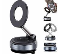 Générique Vipbugo Phone Holder, Vipbu 360° Adjustable Vacuum Magnetic Phone Holder, Foldable and Retractable Hands-Free Suction Cup Phones Mount, for Car/Mirror/Gym, Fit for All Smartphones (1*Black)