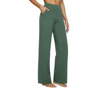 Générique Viralvera Flex Trousers, High Waist Stretch Machine Washable Athletic Pants, High Waisted Straight Leg Pants (Green,TG)