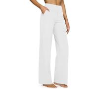Générique Viralvera Flex Trousers, High Waist Stretch Machine Washable Athletic Pants, Yoga Pants with Pockets for Women (White,TG)