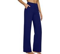 Générique Viralvera Flex Trousers, Viralvera Yoga Pants, Viral Vera Comfort Loose Fit High-Waist Wide-Leg Pants for Women (Blue,S)