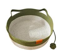 Générique Virelapet Woven Rope Cat Basket, Hand-Woven Pet Bed Nest Round with Toy Tail, Round Cat Basket Beds with Built-in Play Ball and Pet Bed Mats