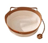 Générique Virelapet Woven Rope Cat Basket, Hand-Woven Pet Bed Nest Round with Toy Tail, Round Cat Basket Beds with Built-in Play Ball and Pet Bed Mats