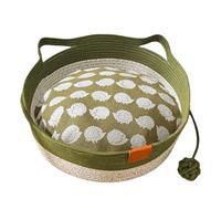 Générique Virelapet Woven Rope Cat Basket, Hand-Woven Pet Bed Nest Round with Toy Tail, Round Cat Basket Beds with Built-in Play Ball and Pet Bed Mats