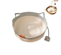 Générique Virelapets Woven Rope Cat Basket, 13” /16” /18” Dual Pets Scratching Pad,with Pet Toy and Blanket, Protects Furniture (Gray,S)