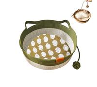 Générique Virelapets Woven Rope Cat Basket, 13” /16” /18” Dual Pets Scratching Pad,with Pet Toy and Blanket, Protects Furniture (Green with Mat,L)