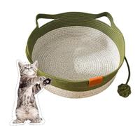 Générique Virelapets Woven Rope Cat Basket, Cat Bed Basket Round Cotton Rope Woven with Toy Tail, Semi-Enclosed Design, Beds Indoor Cats for Small, Medium and Large Pet (Green/no Cushion,S/35cm)