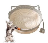 Générique Virelapets Woven Rope Cat Basket, Cat Bed Basket Round Cotton Rope Woven with Toy Tail, Semi-Enclosed Design, Beds Indoor Cats for Small, Medium and Large Pet (Gray/no Cushion,M/42cm)