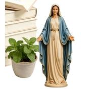 Générique Virgin Mary Statue - Hand Painted Religious Figurine in Robe and Blue Cloak | Catholic Home Decor Sculpture, Sacred Devotional Altar Decoration with Outstretched Arms