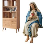 Générique Virgin Mary Statue - Resin, 5.12 inches, Figurine Hand-Painted | Holy Our Lady Sculpture, Religious Decor for Home, Desk, Shelf, Bookshelf, Mantel, TV Cabinet, Prayer Corner