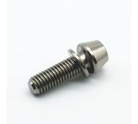 Générique Vis en Titane M5 X 16 18 20mm, boulons Coniques en Ti avec rondelle llen, cône à Douille hexagonale for Tige de vélo et 6 pièces Guidon(Titanium Color,M5x16mm)