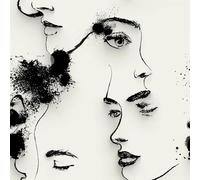 Générique Visage Humain Dessiné à La Main Papier Peint Épaissir Mat Auto Adhésif 44x300 cm Résumé Art Meubles Autocollants Amovible Comptoir Contact Papier Stickers Muraux pour Bains Salon Chambre