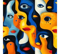 Générique Visage Humain Peinture Papier Peint Épaissir Mat Auto Adhésif 44x1000 cm Résumé Art Meubles Autocollants Amovible Comptoir Contact Papier Stickers Muraux pour Bains Salon Chambre