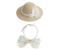 Générique Visière pour Chien | Collier De Perles Et Coiffe À Nœud - Ensemble Chapeau Animaux Réglable Style Campagne,pour Grande Race Chiots Chatons Accessoire Photo Fête Plage en Plein Air
