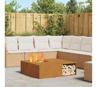 Générique VitreXL Foyer avec Rangement à Bûches 100x100x30 cm Acier Résistant aux Intempéries,Maison & Jardin,Cheminées,Marron,25.5 KG,859001