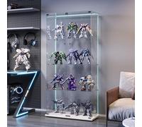 Générique Vitrine,Armoires Vitrées de Présentation 163x80x36cm,4 Couches avec LED 2 Porte et Serrure,Armoire de Collection Moderne en Verre,Armoire de Rangement en Verre Debout pour Salon,Bureau