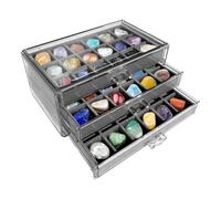 Générique Vitrine De Pierres Précieuses, Boîte De Collecte en Acrylique Transparent À 54 Emplacements,Boîte De Rangement De Bijoux, Boîte de Collecte de Pierres Transparentes à 3 Couches (Noir)
