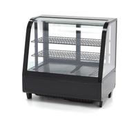 Générique Vitrine Réfrigérée à Poser 100L - Noir - 0/+12°C - Froid Ventilé - Éclairage LED - 2 Étagères Réglables - Double Vitrage