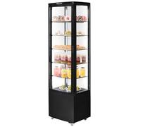 Générique Vitrine Réfrigérée Panoramique 280L - 5 Étagères - Froid Ventilé 0 à +12°C - Double Vitrage & LED - Noir ou Blanc - Idéale Boulangeries, Snacks, Restaurants (Noir)