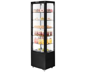Générique Vitrine Réfrigérée Panoramique 280L - 5 Étagères - Froid Ventilé 0 à +12°C - Double Vitrage & LED - Noir ou Blanc - Idéale Boulangeries, Snacks, Restaurants (Noir)