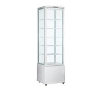 Générique Vitrine Réfrigérée Panoramique 280L Blanche - 0/+12°C - LED - Double Vitrage 4 Faces - Froid Ventilé