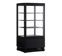 Générique Vitrine Réfrigérée Panoramique 78L - 4 Faces Vitrées - Froid Ventilé - LED - Noir
