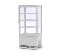 Générique Vitrine Réfrigérée Panoramique Blanche 78L - 4 Faces Vitrées - Froid Ventilé - Éclairage LED - Température 0 à 12°C - Compacte et Moderne