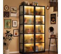 Générique Vitrine Vitrines sur Armoire de Pied avec Porte en Acrylique et 5 Compartiments Collection en Debout Moderne Bibliotheque pour Bureau Salon (N'inclut Pas Les lumières),F