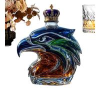 Générique Vodka Bottle, Eagle Shape Decor, Elegant Glass Container with Detailed Design 750ml, Statement Piece, Decorative Liquor Bottle for Home, Bar, Studio, Party, Holiday, Display, Blue