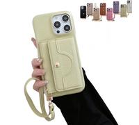 Générique VogueSkin Wallet Case - Premium Leather, Card Holder & Hidden Makeup Mirror, 3-in-1 Wallet Phone Case, Comfortable Feel for iPhone 17/16/15/14/13 Series (11 Pro Max,Green)