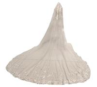 Générique Voile de mariée cathédrale avec appliqué, voile de mariée en tulle de 3 à 5 m de long avec peigne, blanc/ivoire