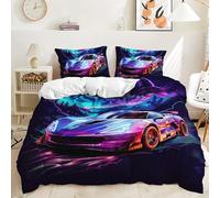 Générique Voiture de Sport Housse de Couette 90x190 Voiture Enfant GarçOn Fille Adulte Parure de Lit 90x190 Courses ExtrêMes Housse de Couette 1 Personne en Microfibre avec Fermeture éClair