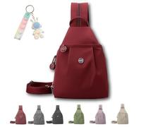 Générique Vovtva Street Lite Sling Bag for Women Large Capacity Crossbody Chest Backpack Double Zipper Multi-Compartment Pack (Dark Red)