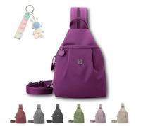 Générique Vovtva Street Lite Sling Bag for Women Large Capacity Crossbody Chest Backpack Double Zipper Multi-Compartment Pack (Purple)