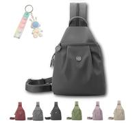 Générique Vovtva Street Lite Sling Bag for Women Large Capacity Crossbody Chest Backpack Double Zipper Multi-Compartment Pack (Grey)