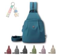 Générique Vovtva Street Lite Sling Bag for Women Large Capacity Crossbody Chest Backpack Double Zipper Multi-Compartment Pack (Lake Blue)