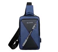 Générique Voyage Sac de poitrine pour hommes nouvelle version coréenne du sac à dos de grande capacité sac à bandoulière multifonctionnel de d'affaires décontracté (Blue, One Size)