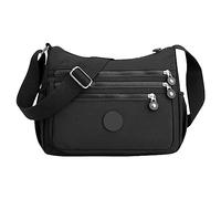 Générique Voyageur Sans Bagage Jean à bandoulière Sac de en nylon Sac décontracté Ensemble De Cosmétiques En Cuir (Black, One Size)